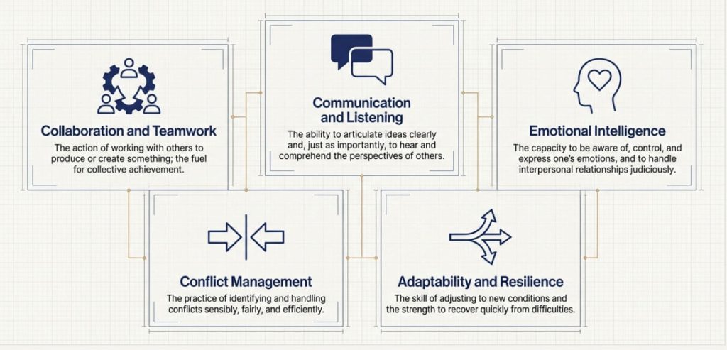 The core competencies of soft skills infographic